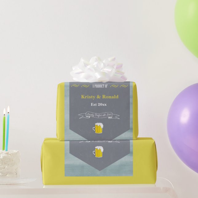 Personalized Baby Brew Beer Label Funny Shower  Wrapping Paper (Party Gifts)