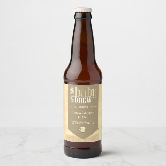 Personalized Baby Brew Funny Party Beer Bottle Label (Front)