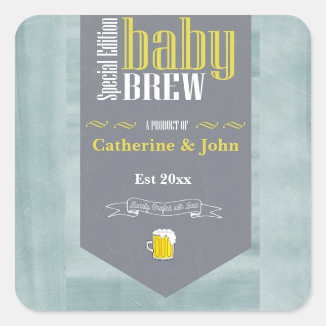 Personalized Baby Brew Funny Shower  Square Sticker (Front)