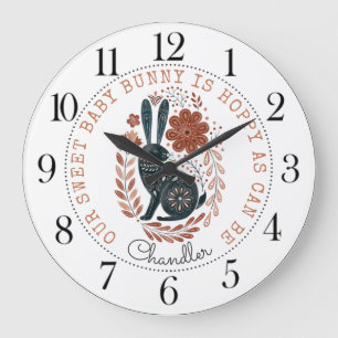 Personalized Baby Bunny Rabbit Nursery Large Clock