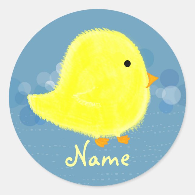 Personalized Baby Chick Sticker Template (Front)