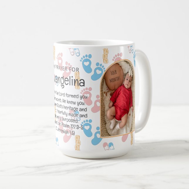 Personalized Baby Christian Prayer Keepsake Coffee Mug (Front Right)