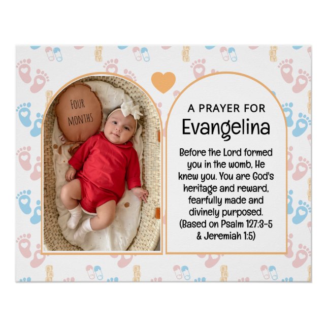 Personalized Baby Christian Prayer Keepsake Poster (Front)