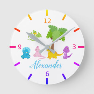 Personalized Baby Dinosaur & Friends Round Clock