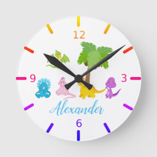 Personalized Baby Dinosaur & Friends Round Clock