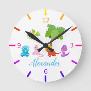 Personalized Baby Dinosaur & Friends Round Clock