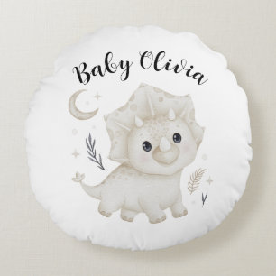 Personalized Baby Dinosaur Round Nursery Pillow