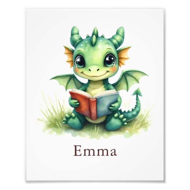 Personalized Baby Dragon Art Print Custom Nursery  (Front)