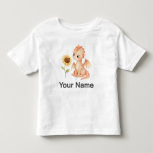 Personalized Baby Dragon Fantasy Sunflower Kids Toddler T-shirt