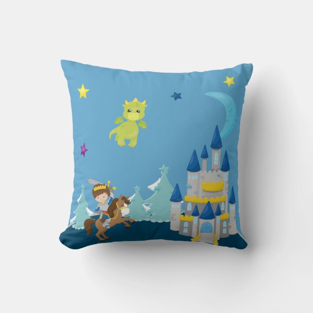 Personalized Baby Dragons Medieval Knight Nursery Throw Pillow (Front)