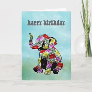 Personalized Baby Elephant Birthday Card