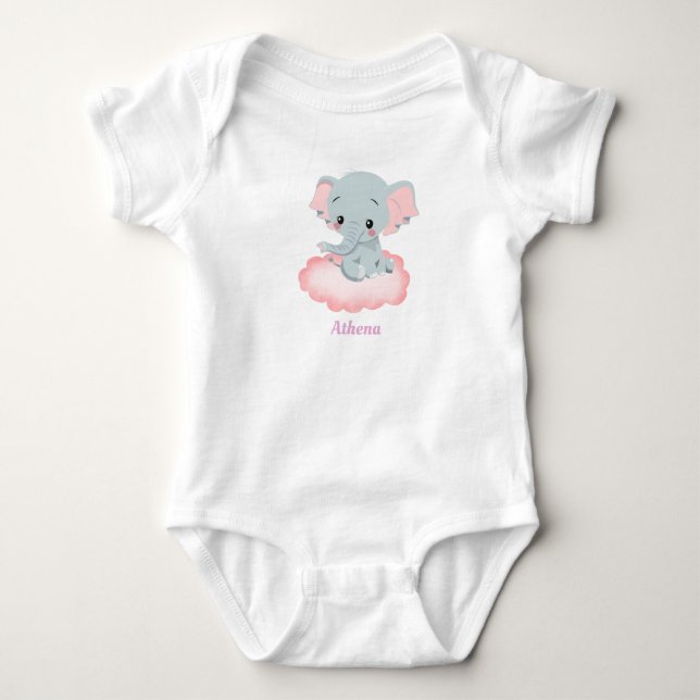 Personalized Baby Elephant  Bodysuit (Front)