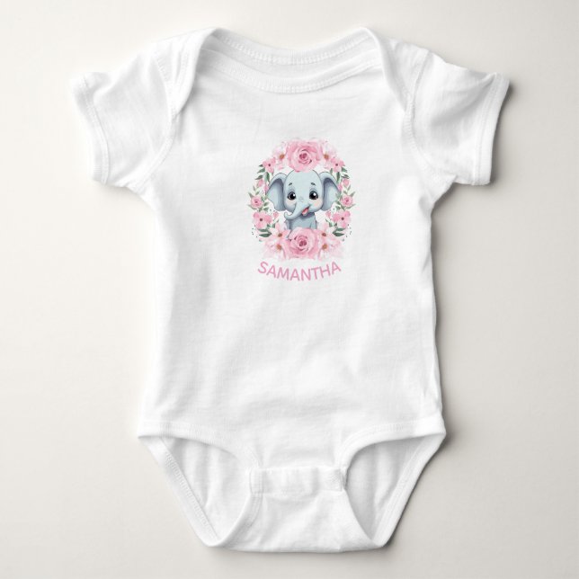 Personalized Baby Elephant Bodysuit Gift (Front)