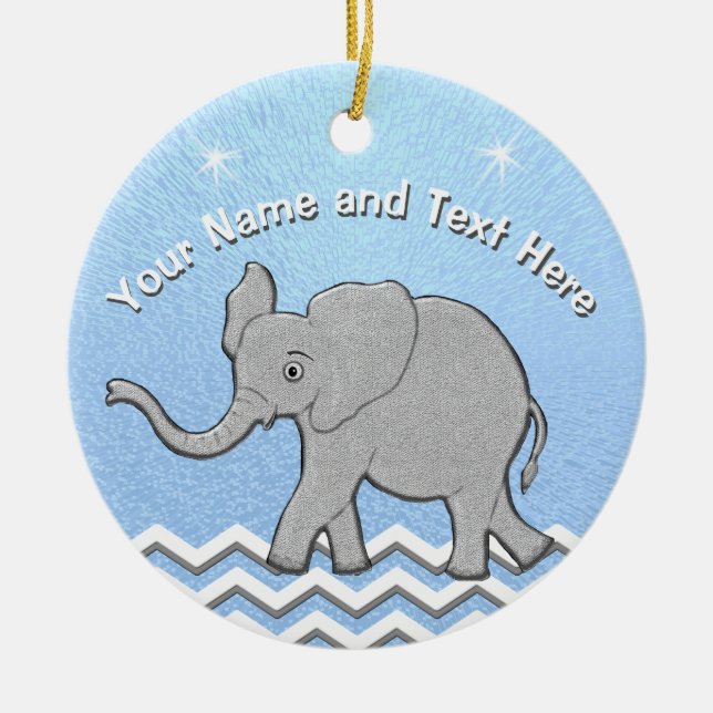 Personalized Baby Elephant Christmas Ornaments (Front)