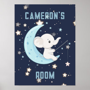 Personalized Baby Elephant Fishing 4 Stars Poster