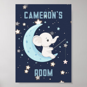 Personalized Baby Elephant Fishing 4 Stars Poster 