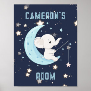 Personalized Baby Elephant Fishing 4 Stars Poster 