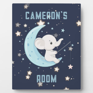 Personalized Baby Elephant Fishing 4 Stars Poster  Plaque