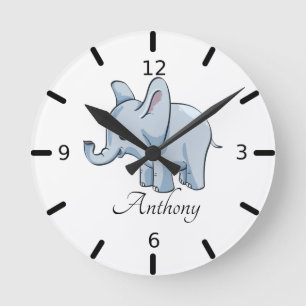 Personalized Baby Elephant Round Clock