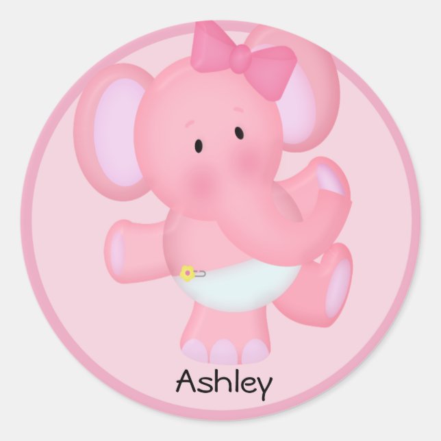 Personalized Baby Elephant Sticker (Front)