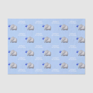 Personalized Baby Elephants 1st Kid Birthday Party Tissue Paper