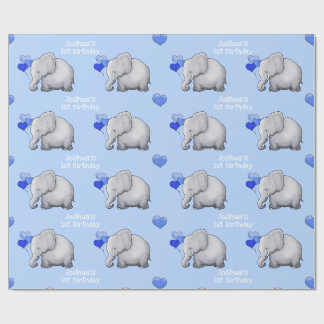Personalized Baby Elephants 1st Kid Birthday Party Wrapping Paper
