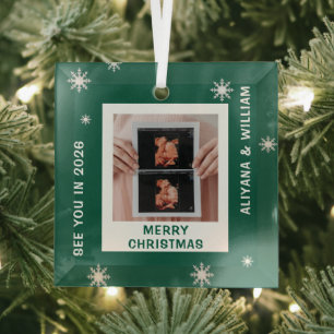 Personalized Baby Expecting Pregnancy Christmas Glass Ornament
