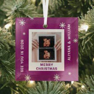 Personalized Baby Expecting Pregnancy Christmas Glass Ornament