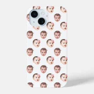 Personalized Baby Face 2 Photos White iPhone 15 Case