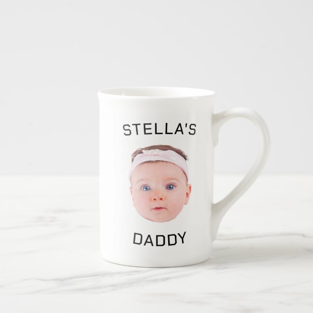 Personalized Baby Face Photo Dad Gift Bone China Mug (Right)