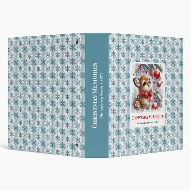Personalized baby fawn winter scene kids memory  binder (Background)