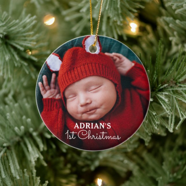 Personalized Baby First Christmas Ceramic Ornament (Tree)