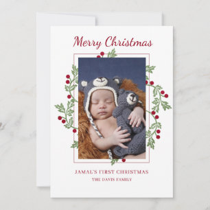 Personalized Baby First Christmas Photo Card