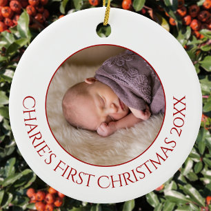 Personalized Baby First Christmas Photo Ceramic Ornament