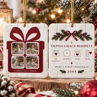 Personalized Baby First Christmas Photo Ornament