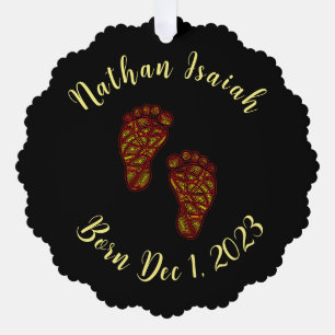Personalized Baby Footprints (Photo on Back) Ornament Card