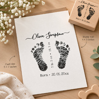 Personalized Baby Footprints Stamp, Newborn Rubber Stamp