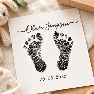 Personalized Baby Footprints Stamp, Newborn Rubber Stamp