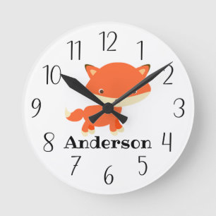 Personalized Baby Fox Round Clock