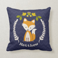 Personalized Baby Fox Wreath Pillow - Boy