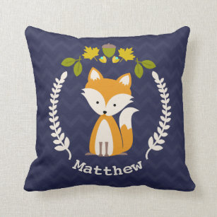Personalized Baby Fox Wreath Pillow - Boy