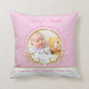 Personalized Baby Gifts with Birth Information Throw Pillow