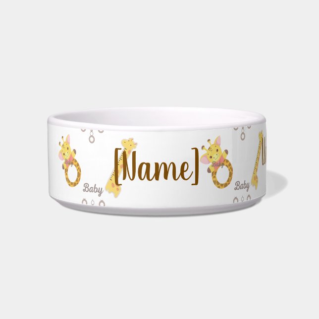 Personalized Baby Giraffe Pet Bowl – Cute "Want to (Front)