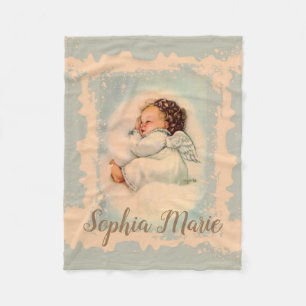 Personalized Baby Girl Angel Sleeping Fleece Blanket