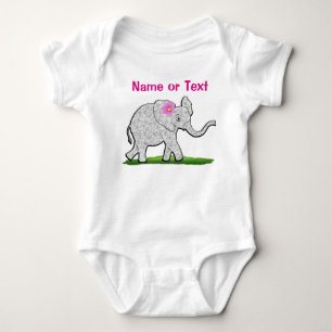 Personalized Baby Girl Apparel Cute Elephant Bodysuit