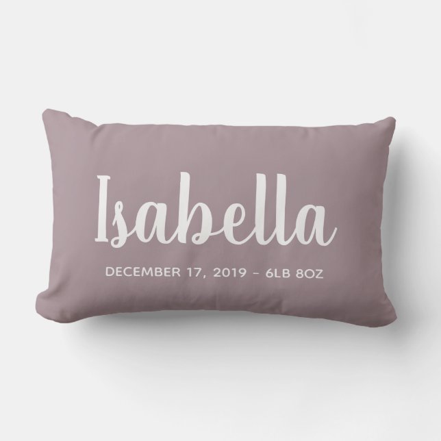 Personalized | Baby Girl Birth Announcement Lumbar Pillow (Front)