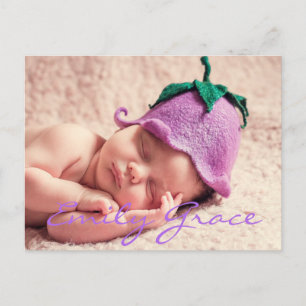 Personalized Baby Girl Birth Announcement Postcard