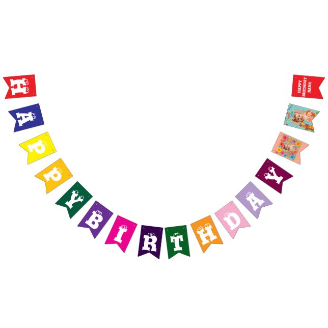 Personalized Baby Girl Birthday Bunting Flags (All)