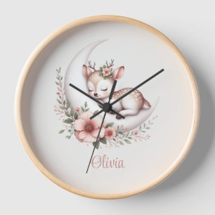 Personalized Baby Girl Deer  Clock