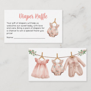 Personalized Baby Girl Diaper Raffle Enclosure Card